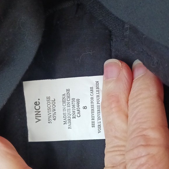 Vince wool blend trousers pants zipper fly cuffed cropped black size 8 - Picture 6 of 8